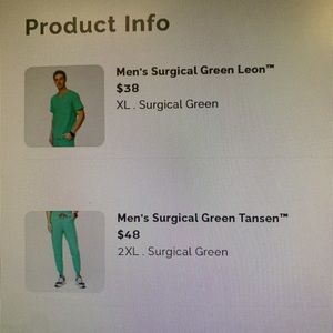 Figs, Men’s Surgical green scrub set.